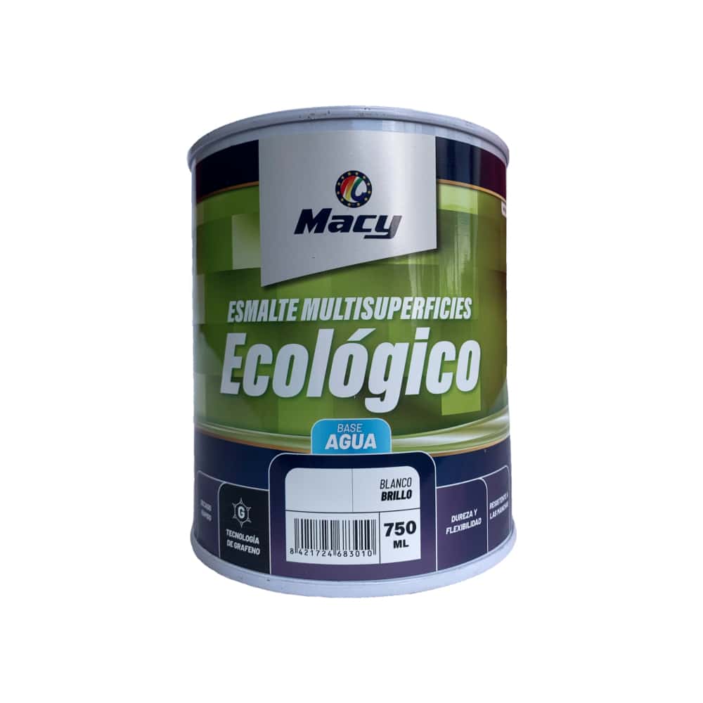 Esmalte multi-superficie ecológico base agua color blanco brillo Macy (750 ml) - Miniatura 1