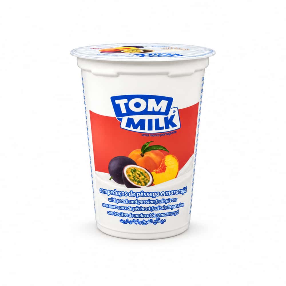 Yogurt pasteurizado sabor melocotón y maracuyá con trocitos de fruta Tom Milk (3 x 500 g / 1.10 lb) - Miniatura 2