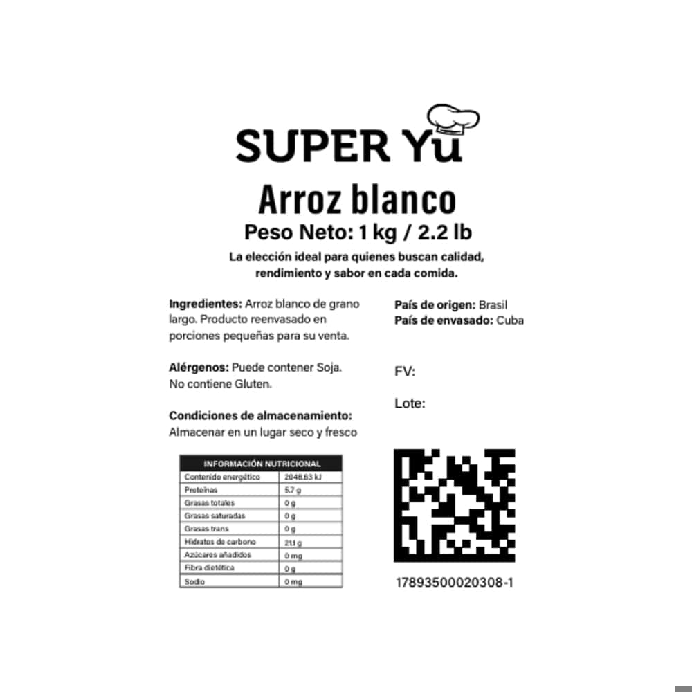 Arroz blanco Super Yu (1 kg / 2.2 lb) - Miniatura 3