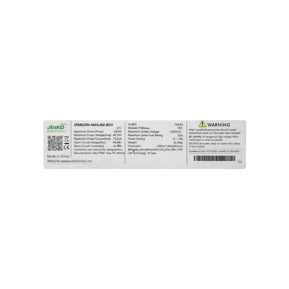 Panel Solar Bifacial 620W Jinko - Miniatura 4