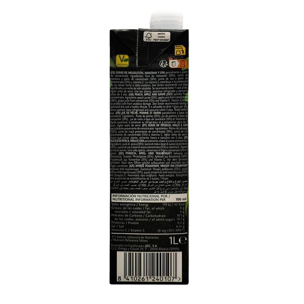 Zumo - jugo - de melocotón, manzana y uva Don Simon (1 L) - Miniatura 3