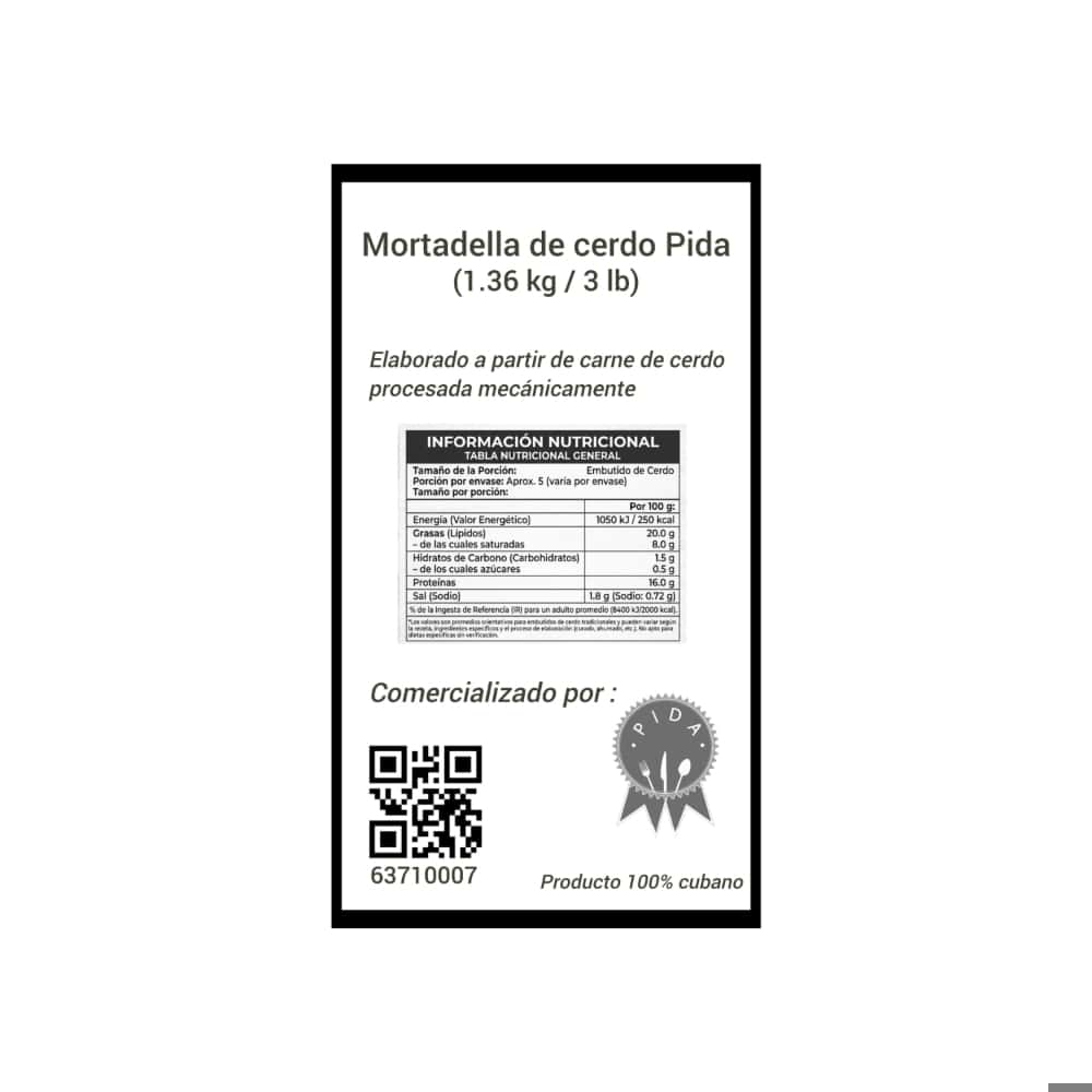 Mortadella de cerdo Pida (1.36 kg / 3 lb) - Miniatura 2