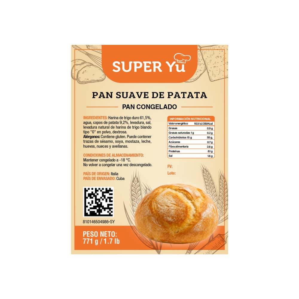 Pan suave de patata congelado Super YU (771 g / 1.7 lb) - Miniatura 3