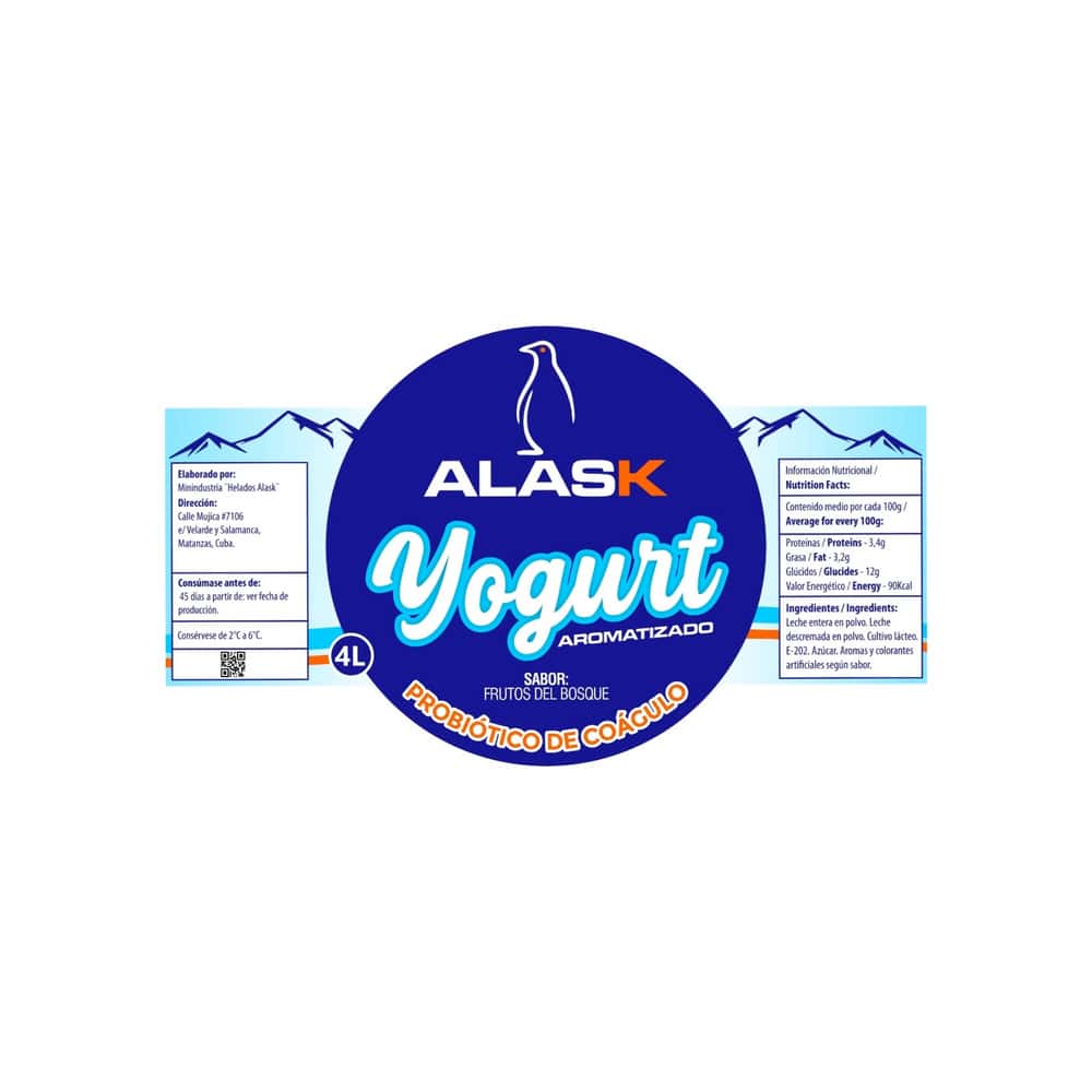 Yogurt probiótico de coágulo sabor frutos del bosque Alask (4 L) - Miniatura 2