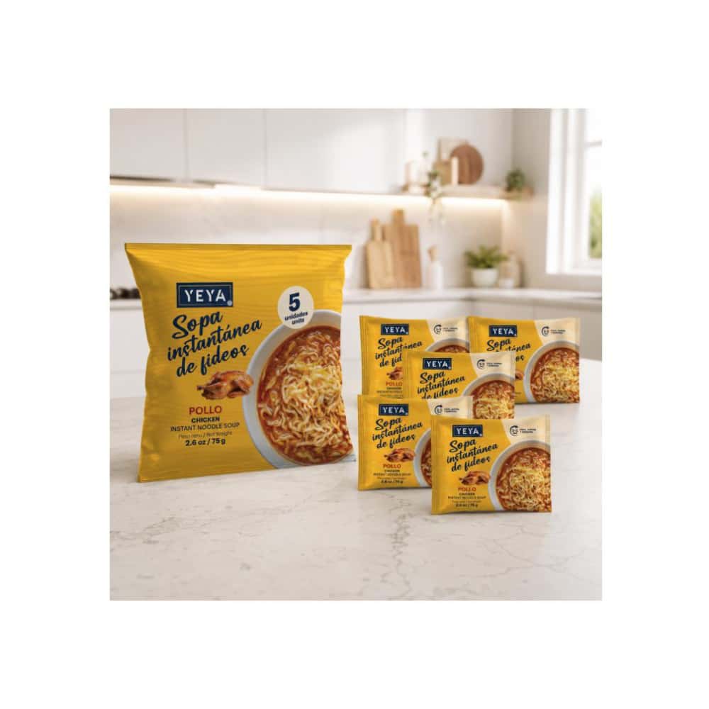 Sopa instantánea de fideos con sabor a pollo YEYA (5 x 75 g / 2.6 oz) - Miniatura 3