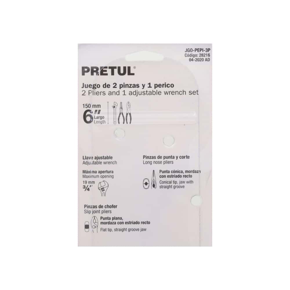 Juego de 2 pinzas y 1 llave ajustable 150 mm - 6 pulgadas Pretul - Miniatura 3