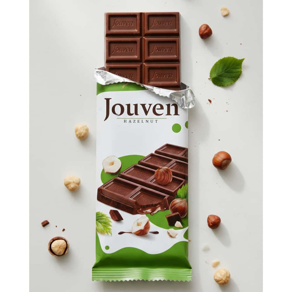 Tableta de chocolate rellena de crema de avellanas Jouven Rosso Bianco (50 g / 1.76 oz) - Miniatura 4