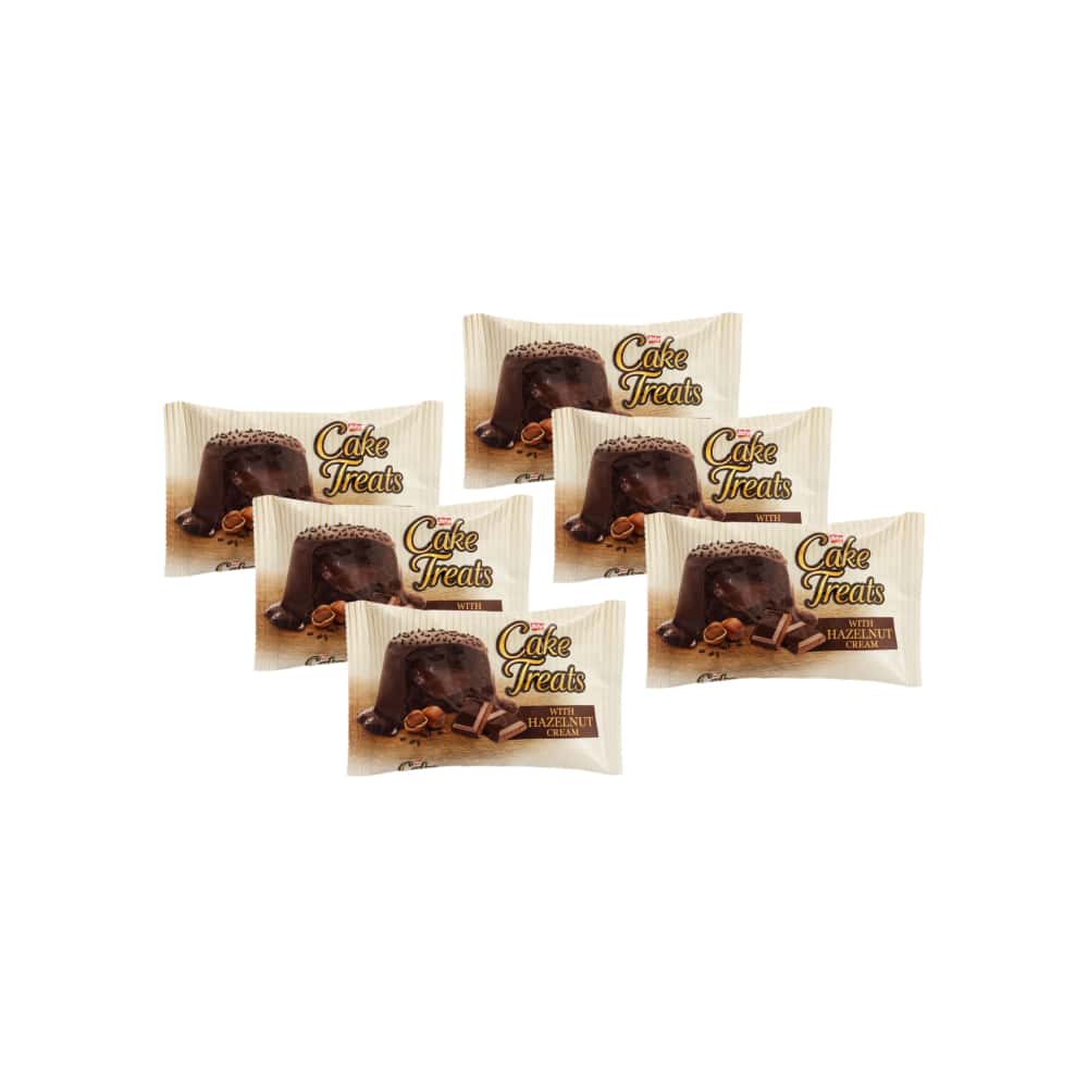 Pastel de chocolate con leche, relleno de crema de avellanas y cobertura de gránulos de cacao Cake Treats Bifa (6 x 50 g / 1.76 oz) - Miniatura 1