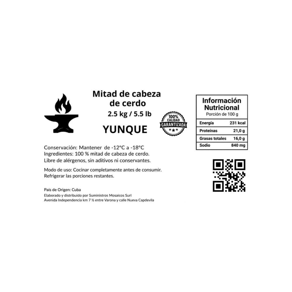 Mitad de cabeza de cerdo Yunque (2.5 kg / 5.5 lb) - Miniatura 3