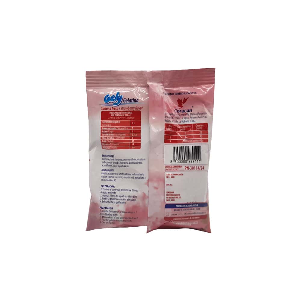 Gelatina sabor fresa Gely (92 g / 3.24 oz) - Miniatura 2
