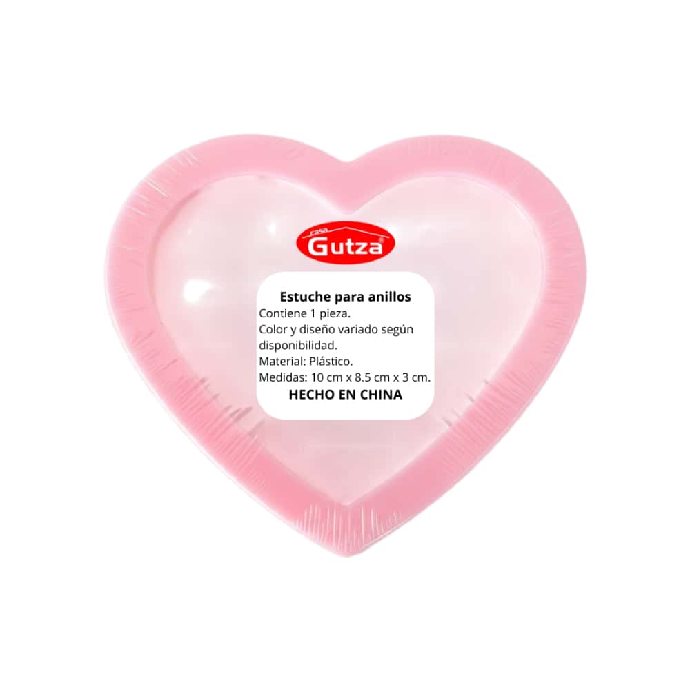 Estuche para anillos en forma de corazón rosado Gutza - Miniatura 2