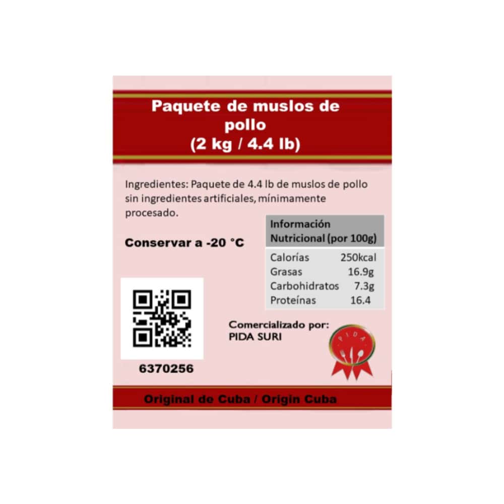 Paquete de muslos de pollo Pida (2 kg / 4.4 lb) - Miniatura 2