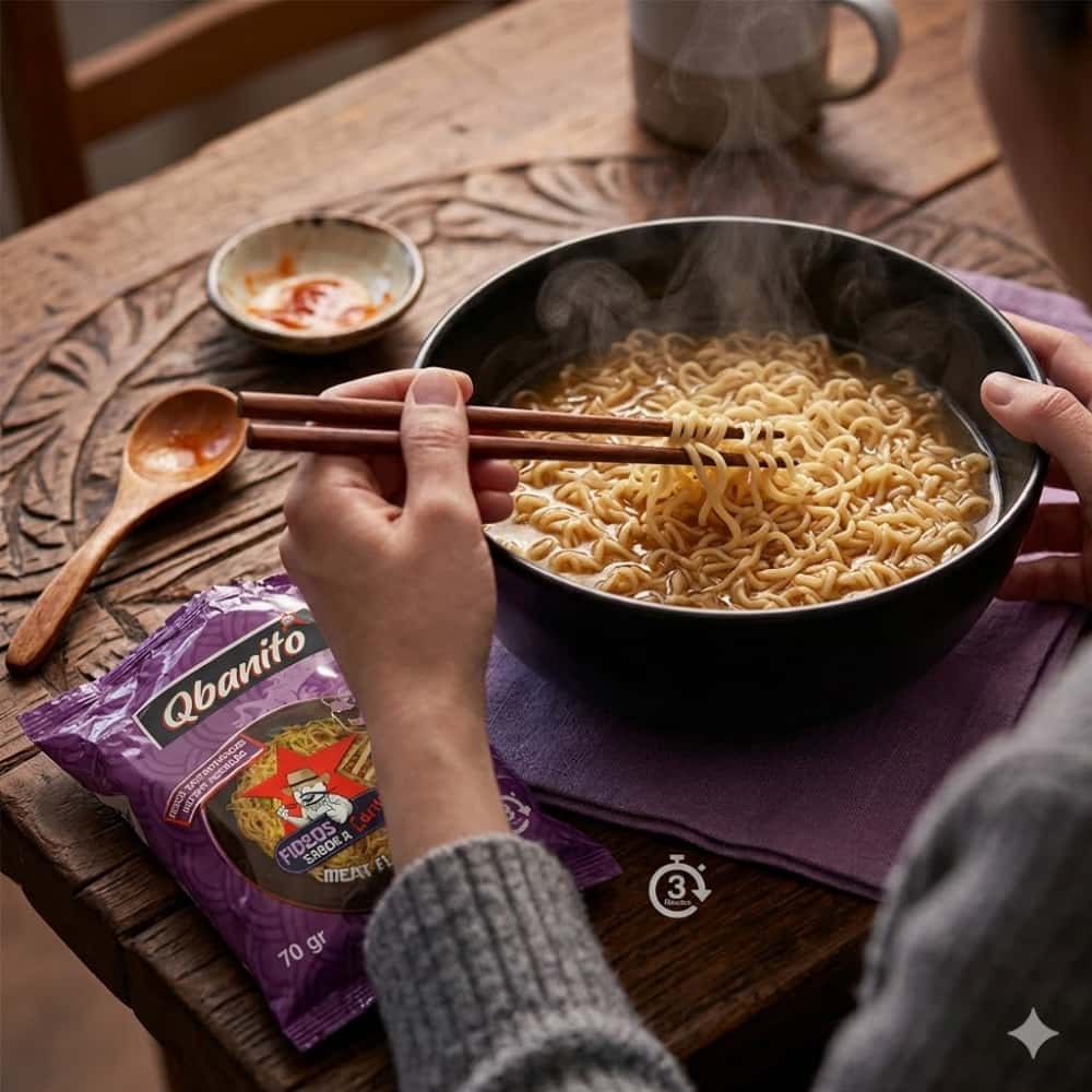 Sopa instantánea de fideos sabor a carne Qbanito (70 g / 2.47 oz) - Miniatura 4