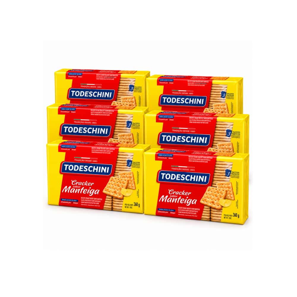 Galletas Cream Cracker sabor mantequilla Todeschini (6 x 360 g / 12 oz) - Miniatura 1