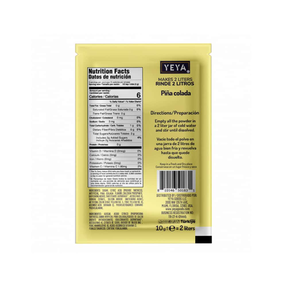 Refresco instantáneo sabor piña colada YEYA (26 x 10 g / 0.35 oz) - Miniatura 2