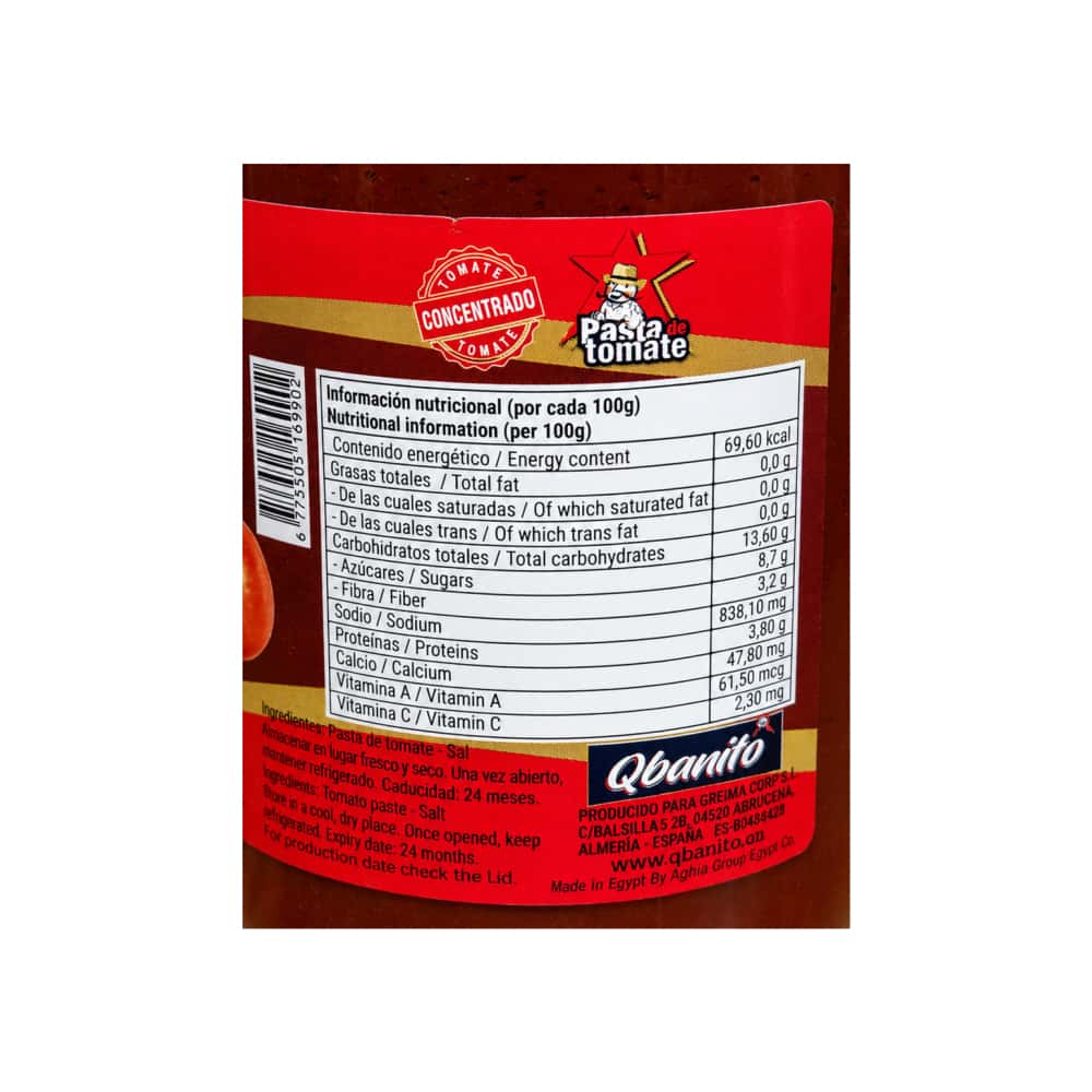 Pasta de tomate concentrado Qbanito (360 g / 12.69 oz) - Miniatura 3