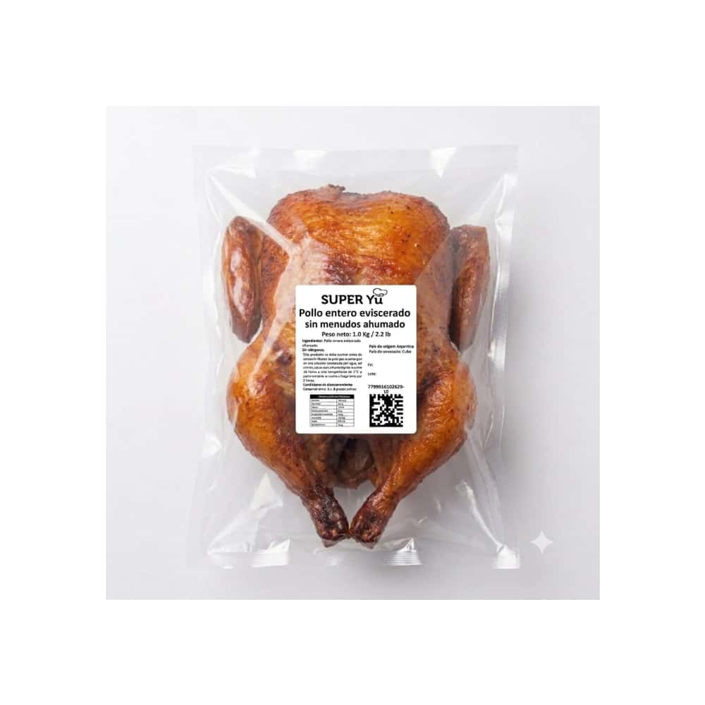 Pollo entero eviscerado sin menudos ahumados Super YU (1 kg / 2.2 lb) - Miniatura 3