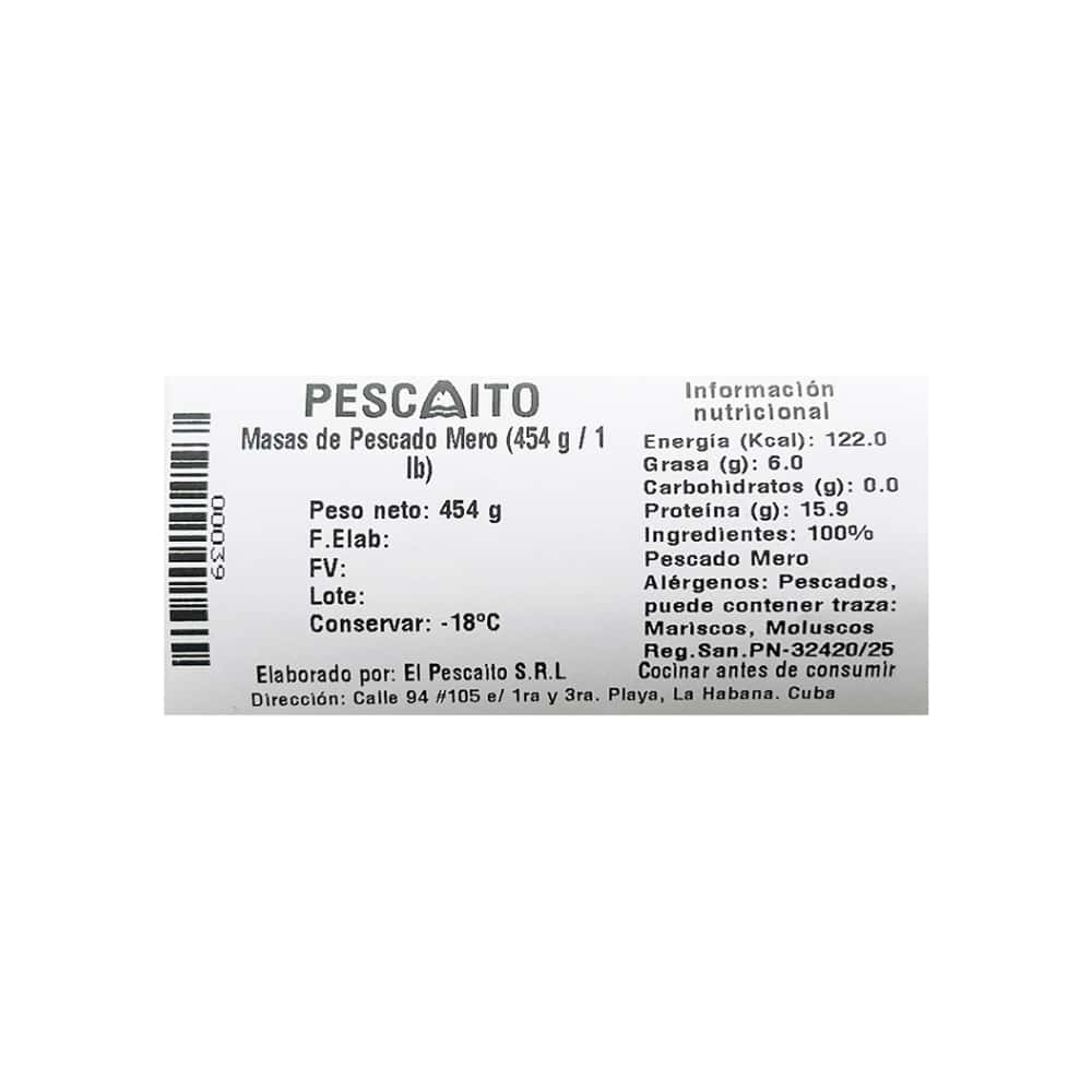 Masas de pescado mero Pescaito (454 g / 1 lb) - Miniatura 4