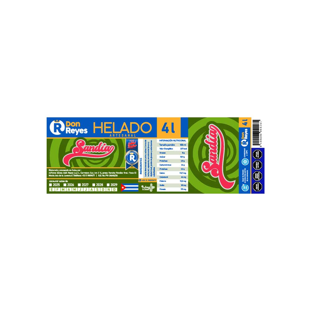 Helado artesanal sabor sandía Don Reyes (4 L) - Miniatura 4