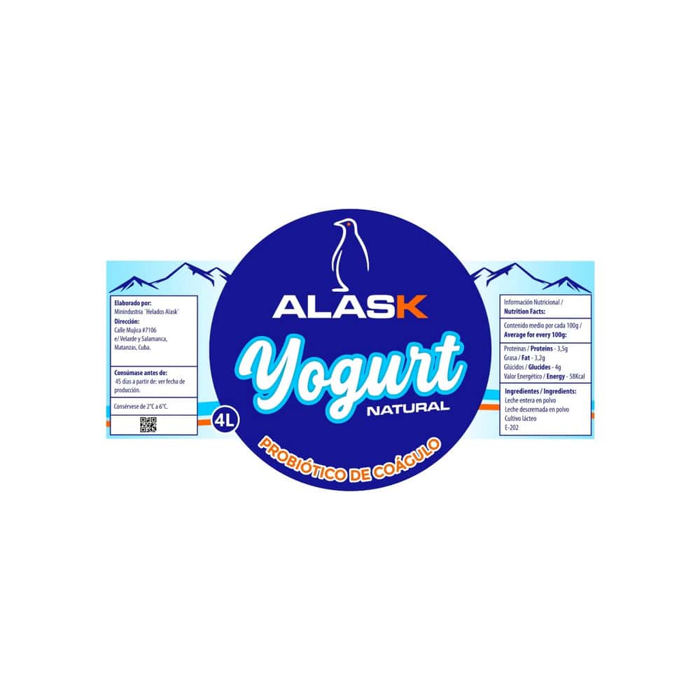 Yogurt probiótico de coágulo sabor natural Alask (4 L) - Miniatura 2