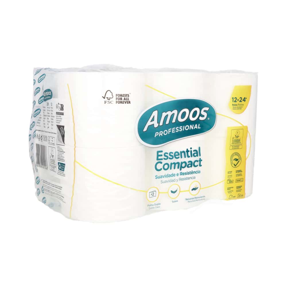 Papel higiénico de doble capa Amoos (12 U) - Miniatura 1