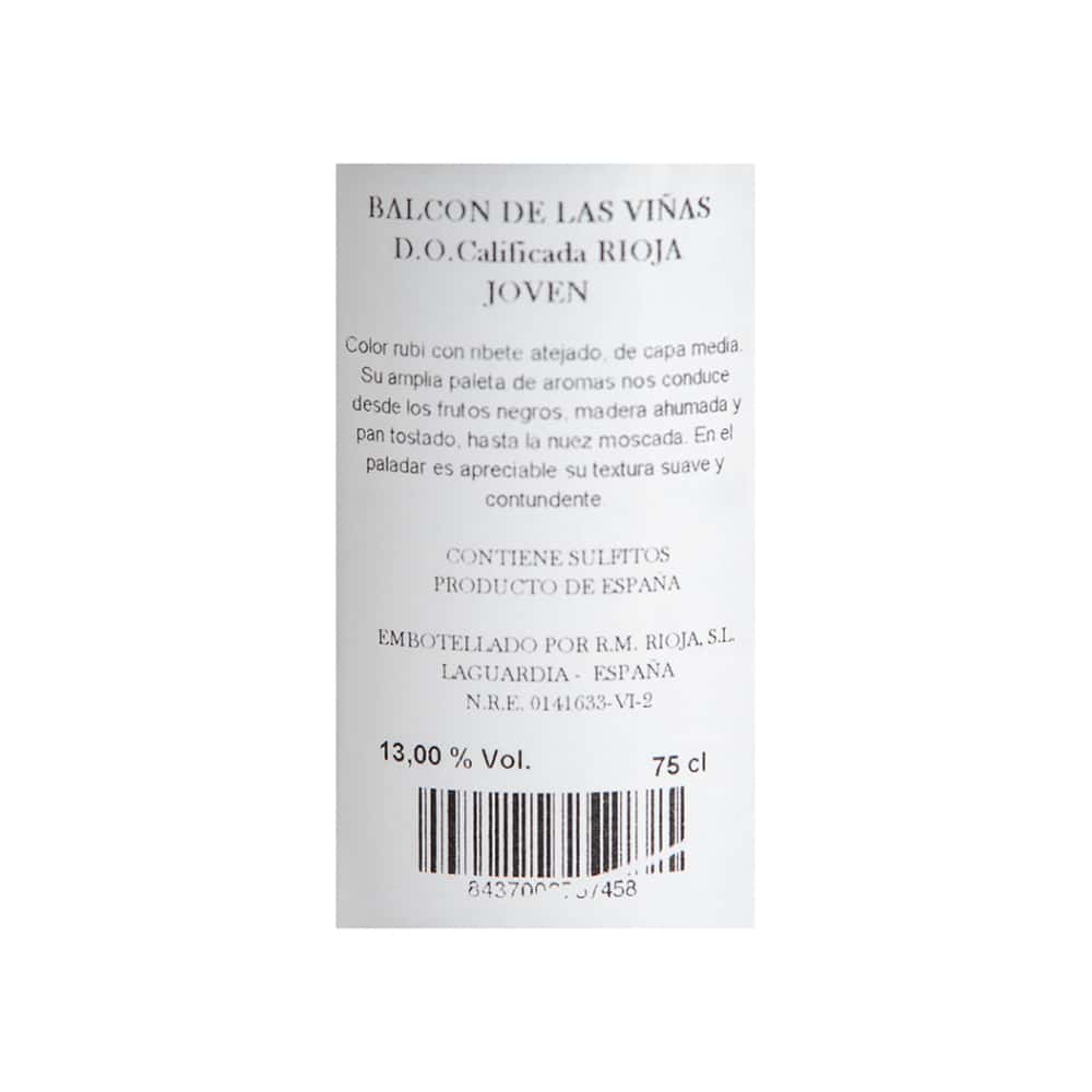 Vino tinto joven Rioja Balcón de las Viñas (750 ml) - Miniatura 3