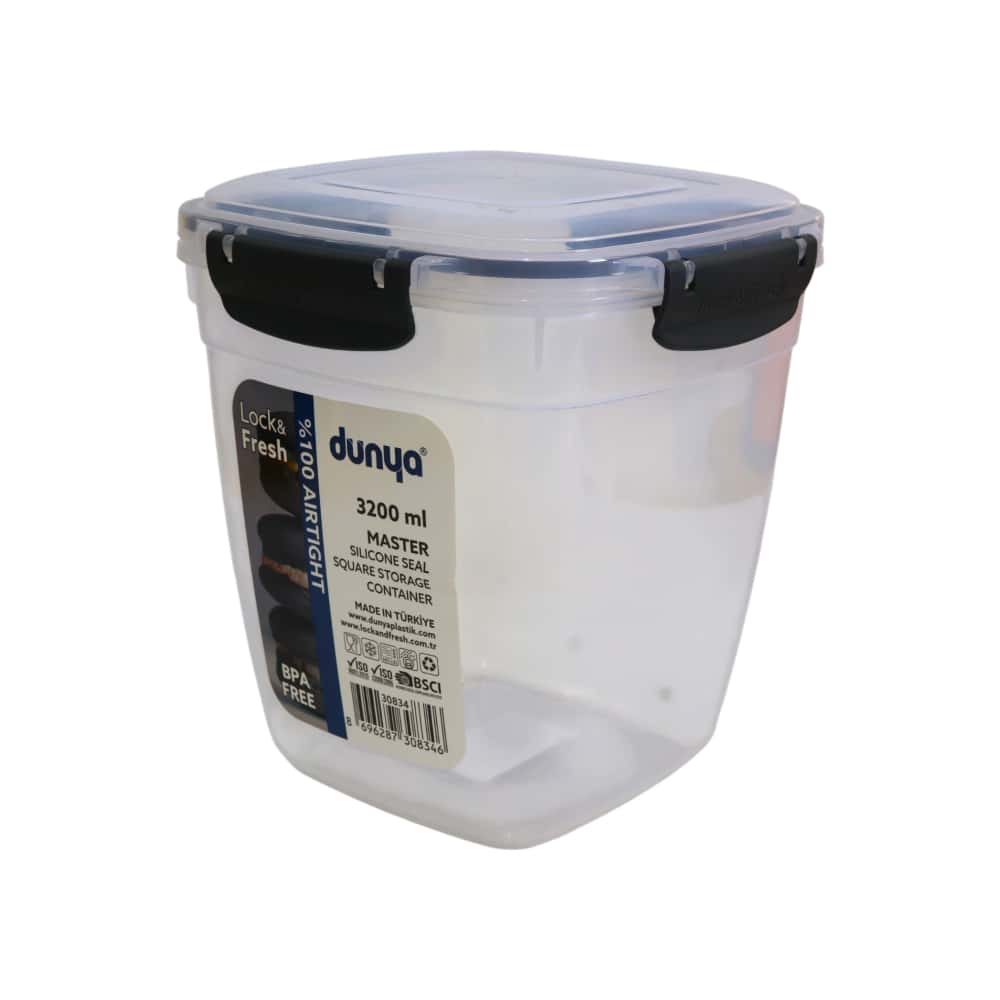 Fiambrera cuadrada de plástico de 3200 ml Dunya - Miniatura 3