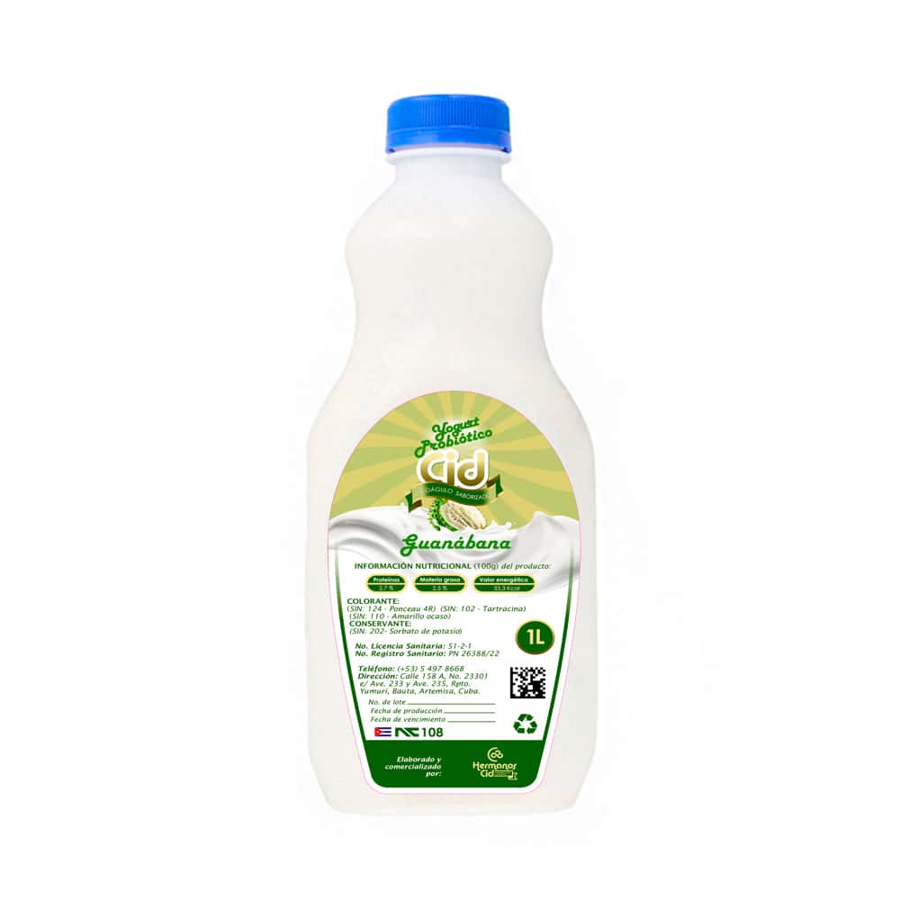 Yogurt probiótico de coágulo saborizado de guanábana Cid (1 L) - Miniatura 4