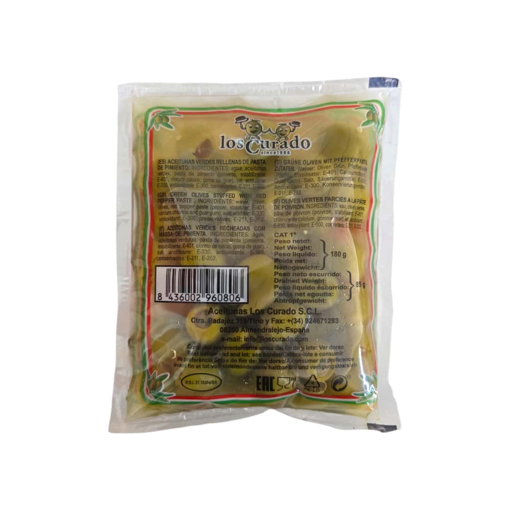 Aceitunas verdes rellenas de pasta de pimiento Los Curado (180 g / 6.35 oz) - Miniatura 3