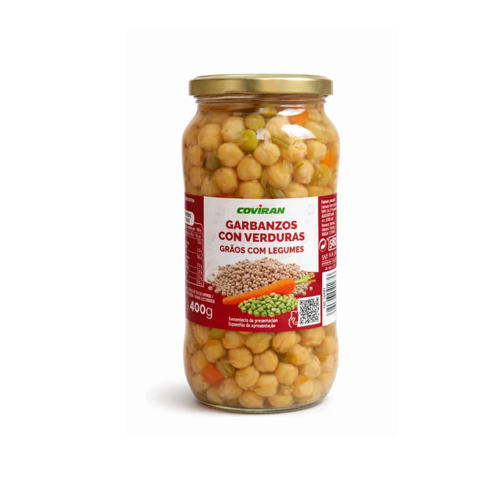 Garbanzos cocidos con verduras extra Coviran (540 g / 1.19 lb) - Miniatura 1