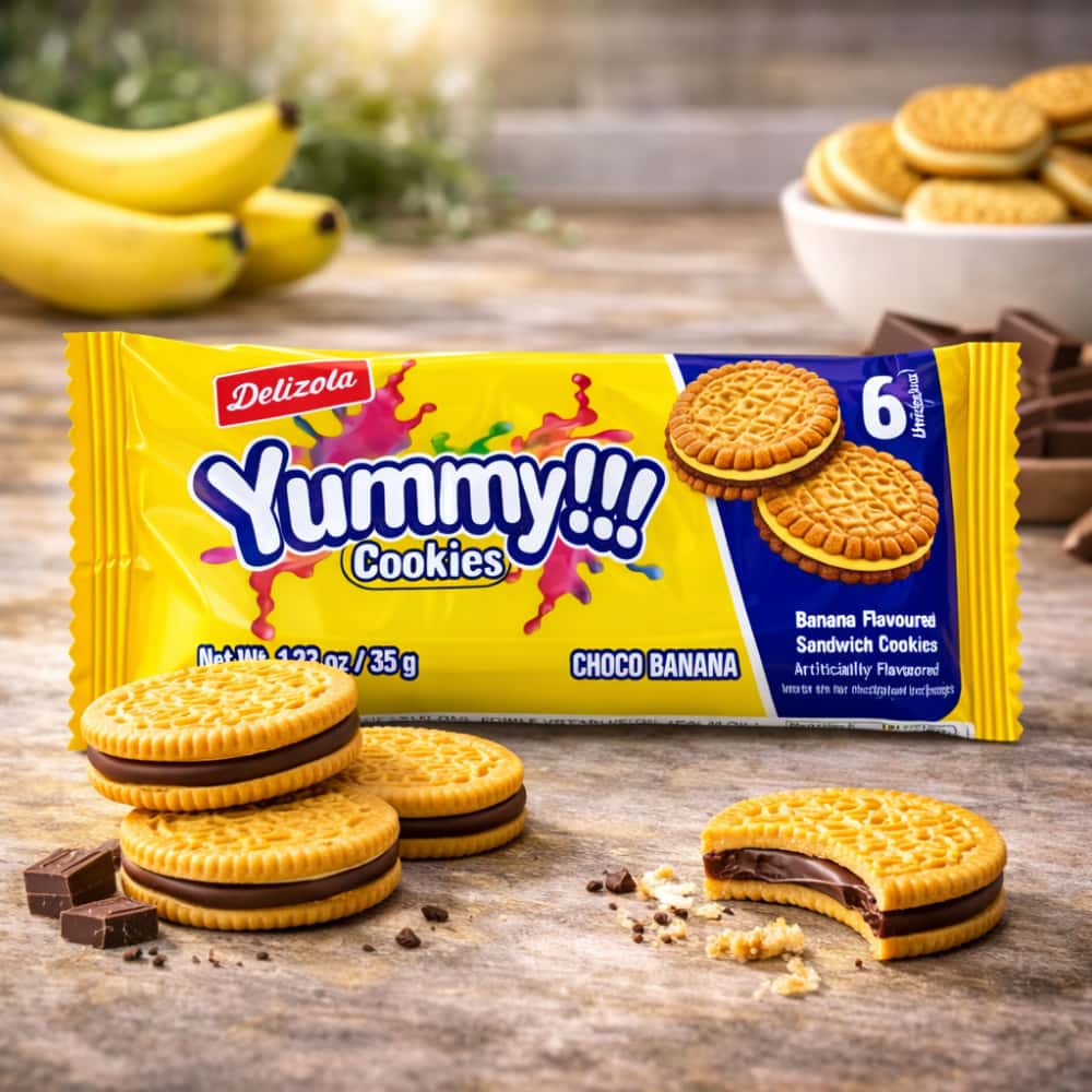Galletas sándwich de choco rellenas de crema sabor a plátano Delizola (35 g / 1.23 oz) - Miniatura 5