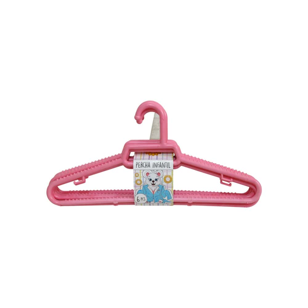 Perchas de plástico infantiles color rosa Casa y Menaje (6 U) - Miniatura 3