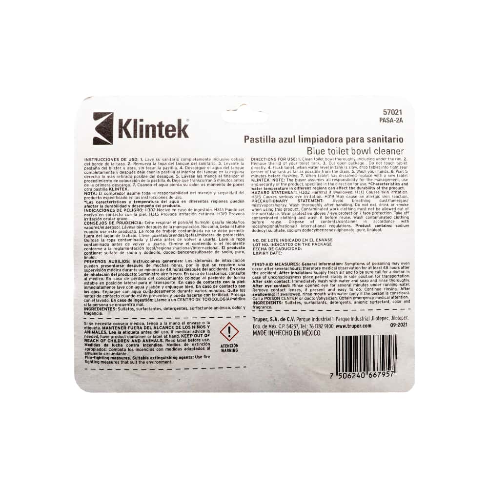Pastillas limpiadoras para sanitarios Klintek PASA-2A (2 x 48 g / 1.69 oz) - Miniatura 4