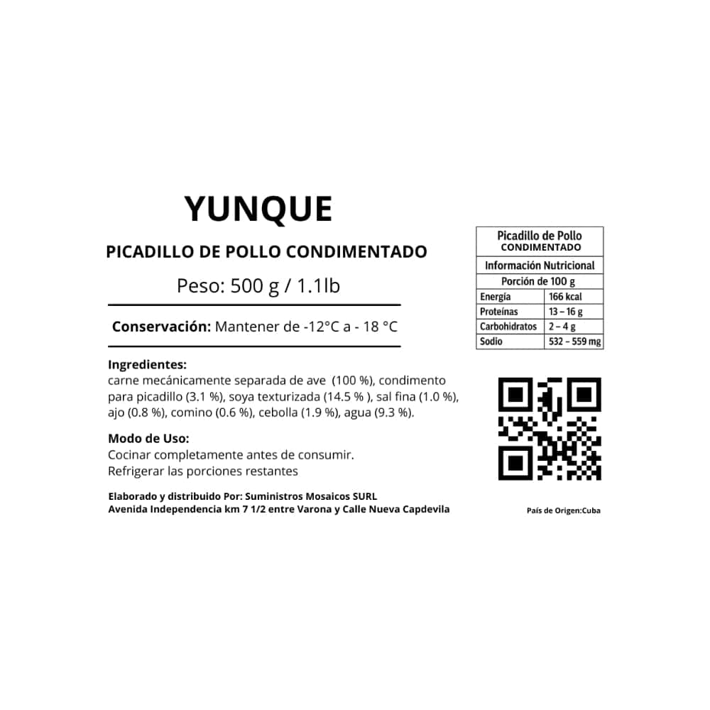 Picadillo de pollo condimentado Yunque (500 g / 1.1 lb) - Miniatura 2