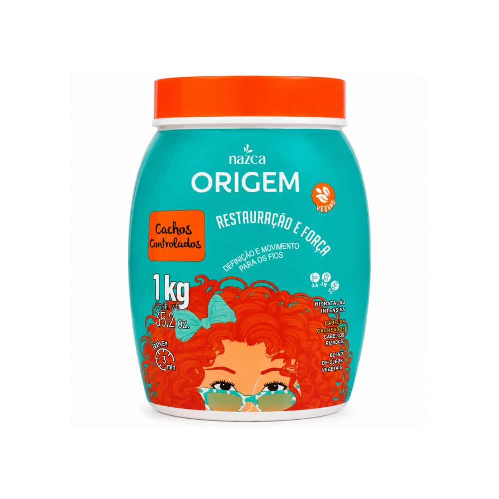 Crema acondicionante de hidratación para rizos/cachos controlados – restauración y fuerza Nazca Origem (1 kg / 2.2 lb) - Miniatura 1