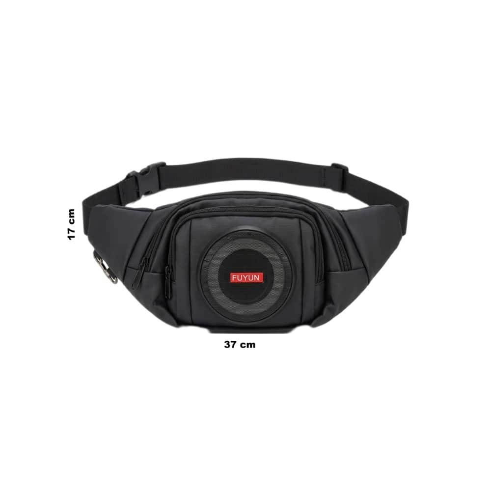 Cangurera riñonera negra con bocina bluetooth integrada FUYHX - Miniatura 2