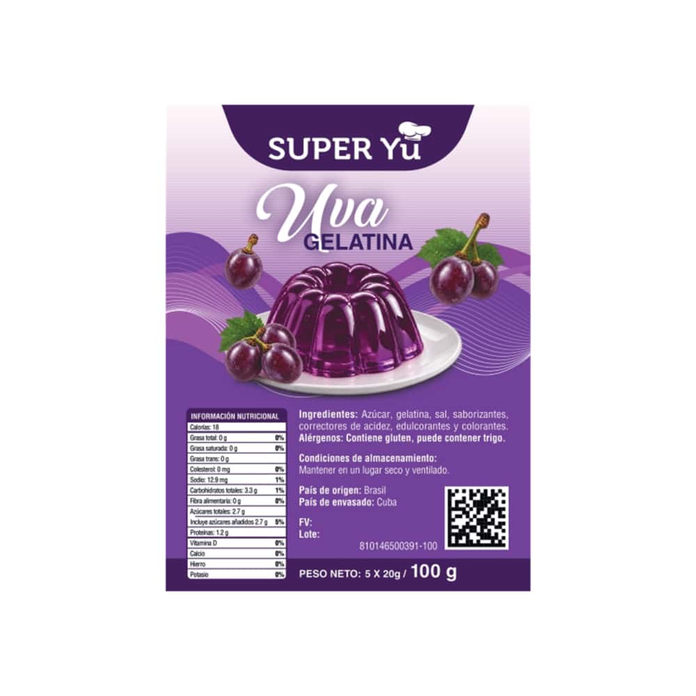 Gelatina sabor uva Super Yu (100 g / 3.52 oz) - Miniatura 2