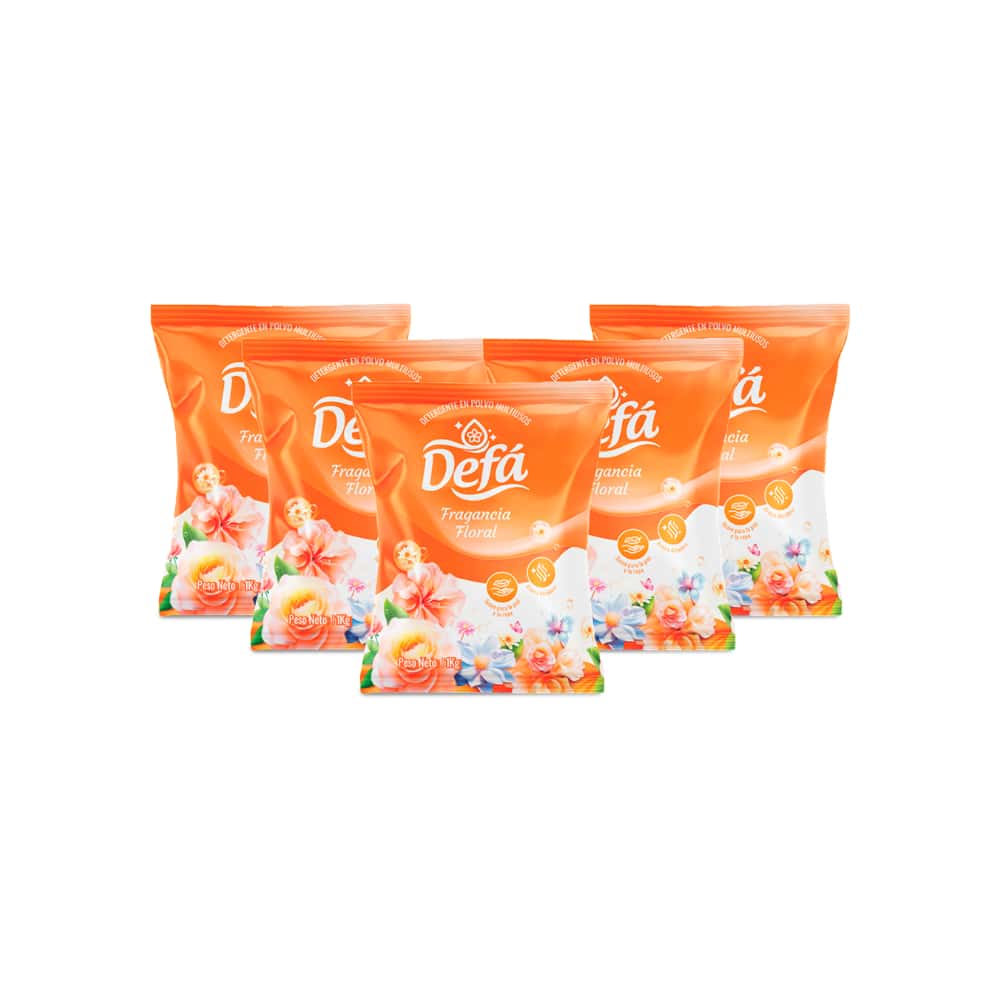 Detergente en polvo multiusos fragancia floral Defá (5 x 1 kg / 2.2 lb) - Miniatura 1
