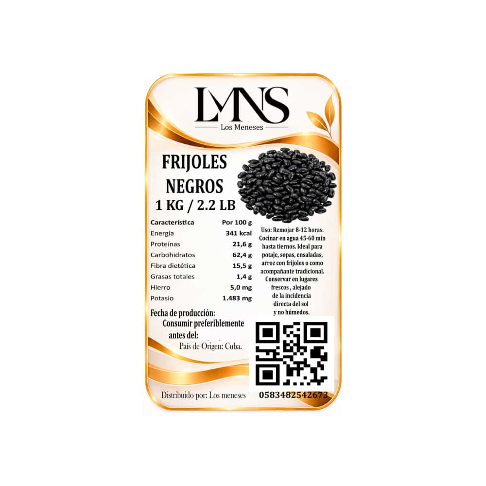 Frijoles negros Los Meneses (1 kg / 2.2 lb) - Miniatura 2
