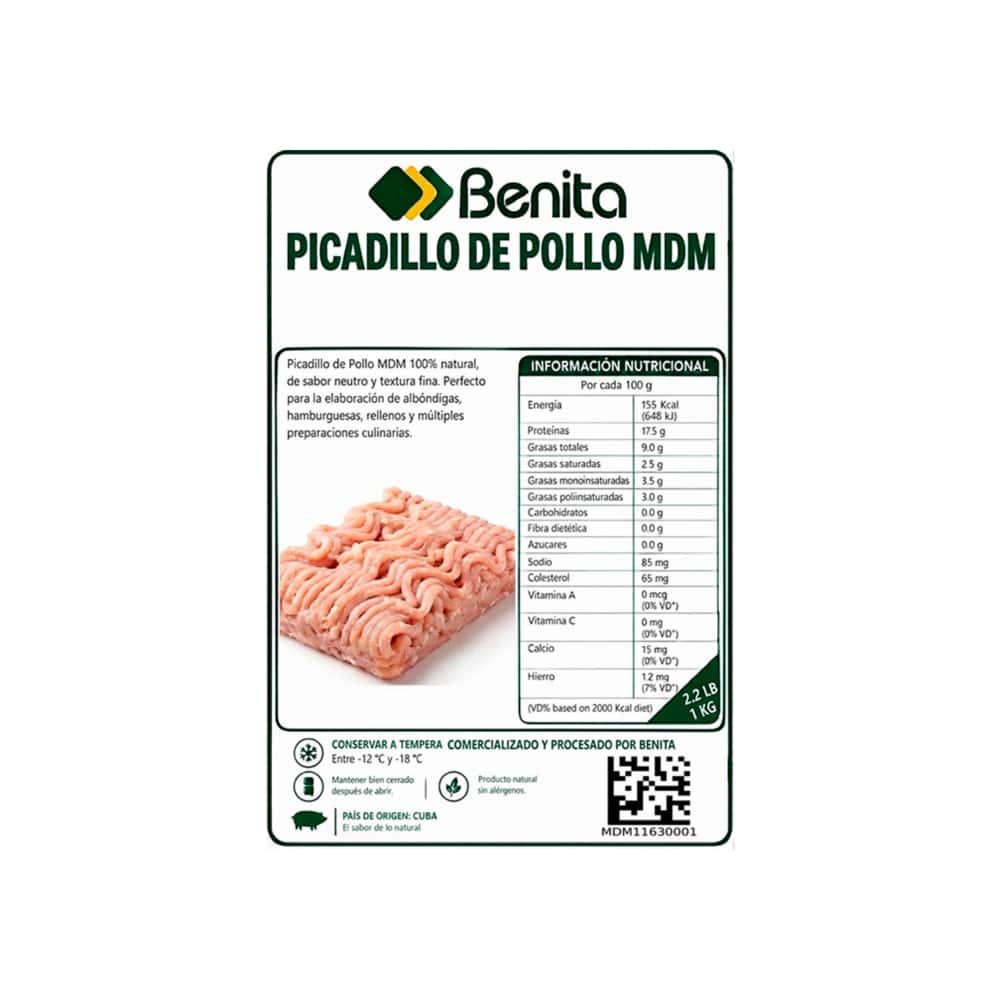 Carne de pollo mecánicamente separada MDM Benita (1 kg / 2.2 lb) - Miniatura 3