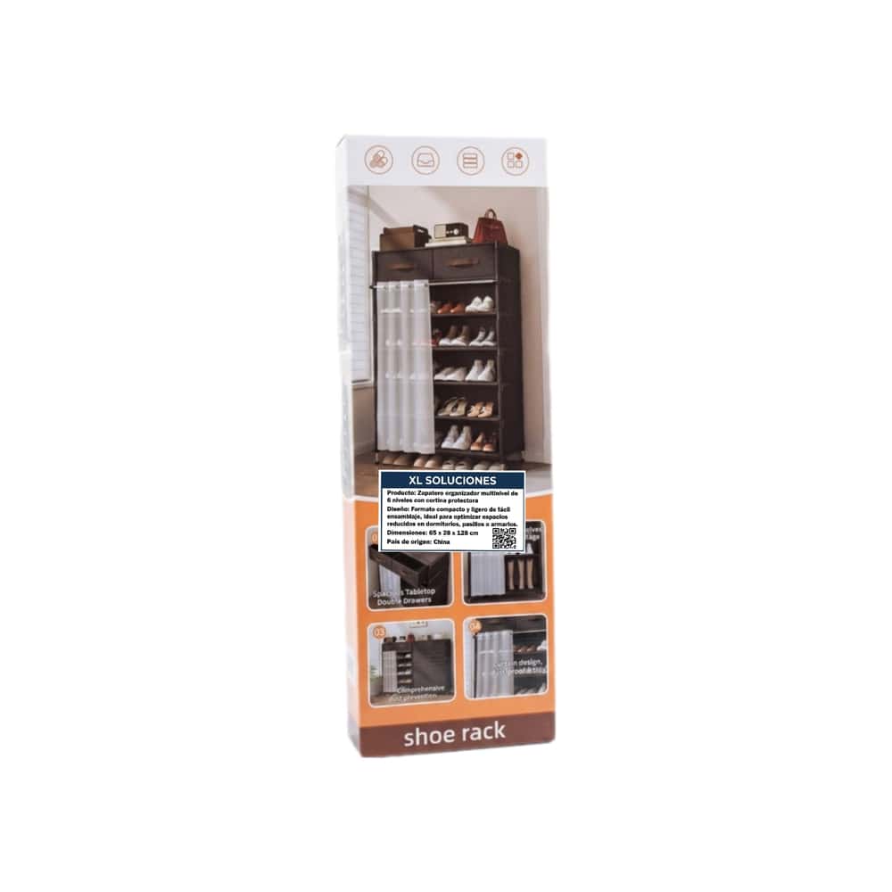 Zapatero organizador multinivel de 6 niveles con cortina protectora (Modelo XG263-6P) XL Soluciones - Miniatura 4