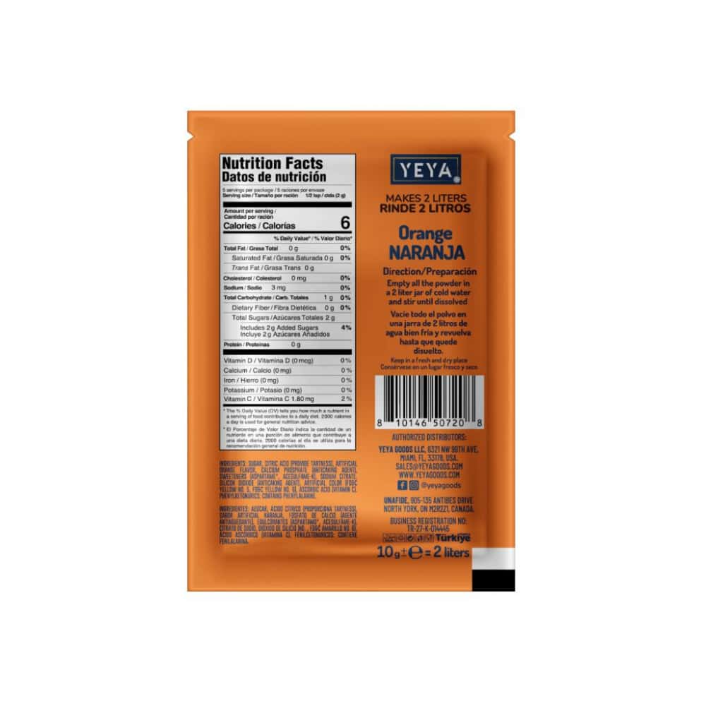 Refresco instantáneo sabor naranja YEYA (26 x 10 g / 0.35 oz) - Miniatura 2