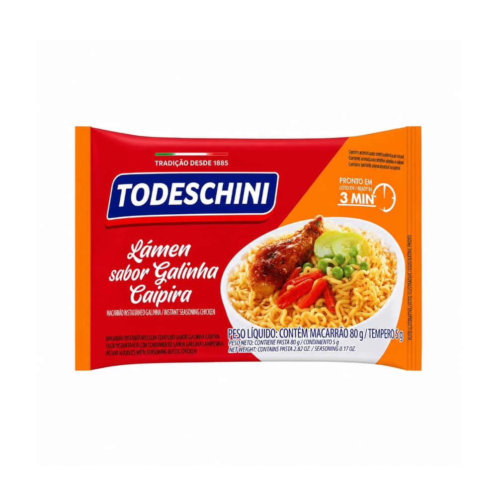 Fideos instantáneos sabor a pollo de corral Todeschini (85 g / 2.99 oz) - Miniatura 5