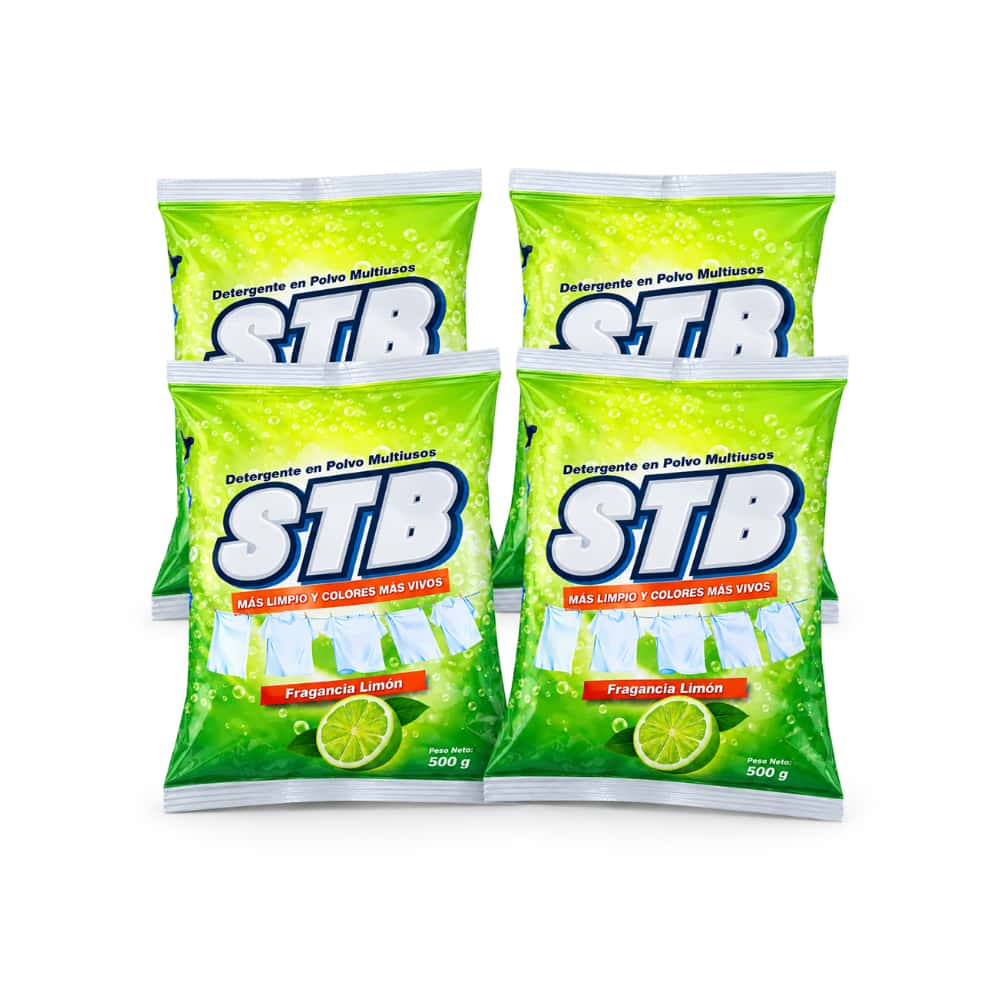Detergente en polvo multiusos con fragancia a limón STB (4 x 500 g / 1.1 lb) - Miniatura 1