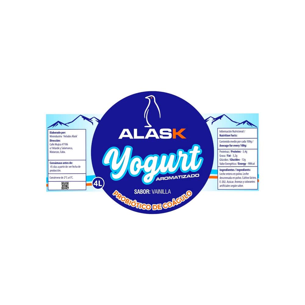 Yogurt probiótico de coágulo sabor vainilla Alask (4 L) - Miniatura 2