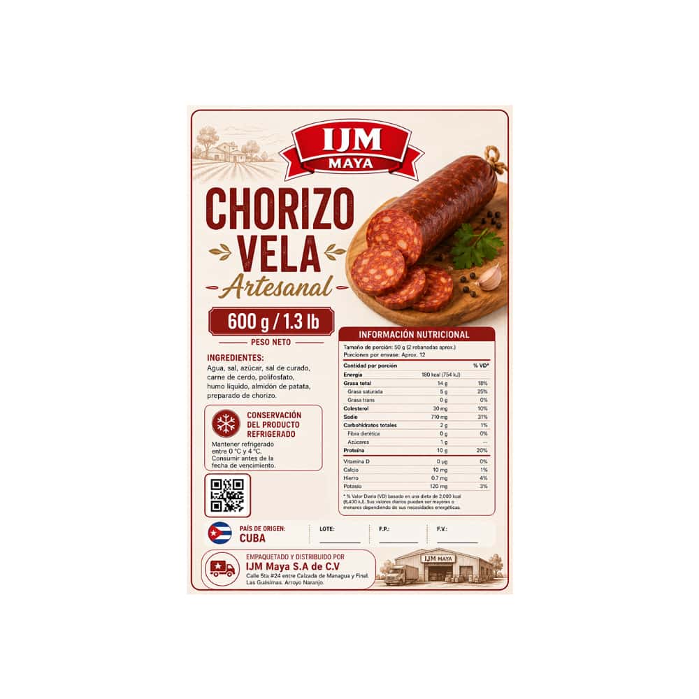 Chorizo Vela artesanal IJM Maya (600 g / 1.3 lb) - Miniatura 2