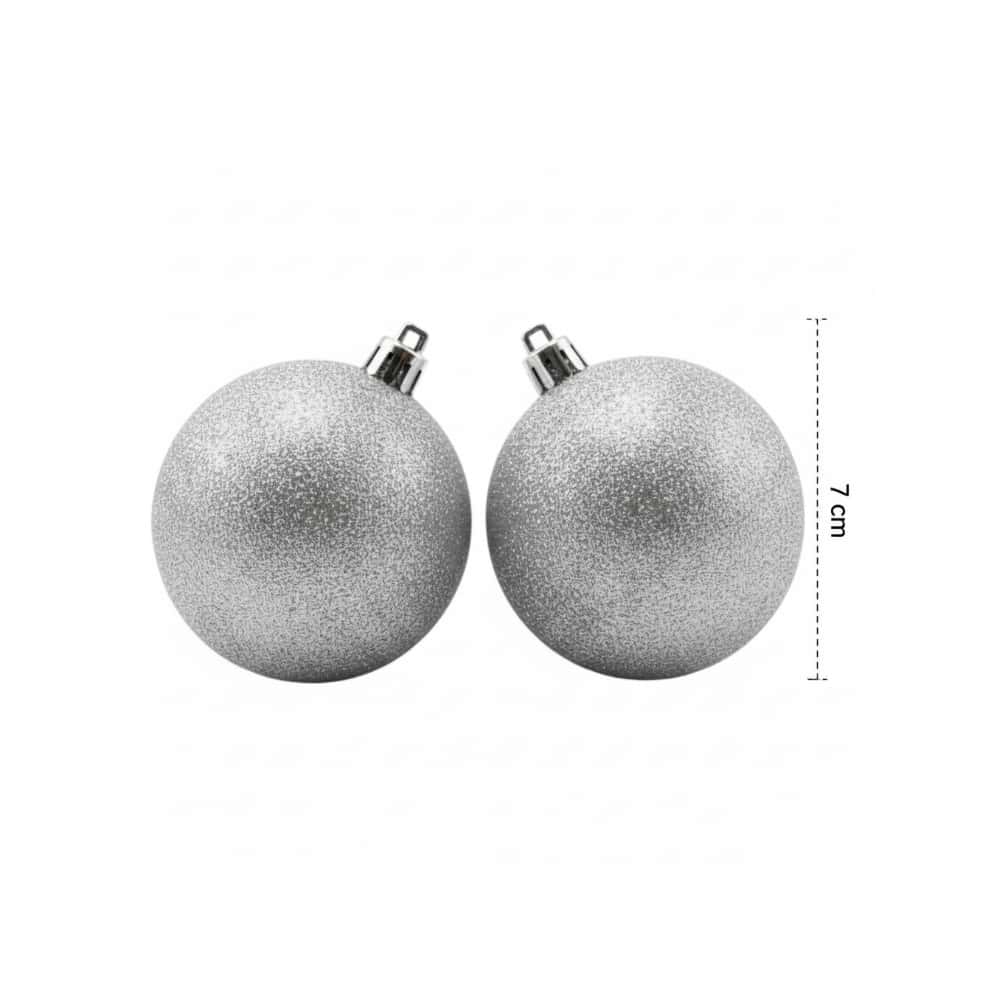 Pack 2 bolas de navidad color plata con purpurina de 7 cm Casa y Menaje - Miniatura 2