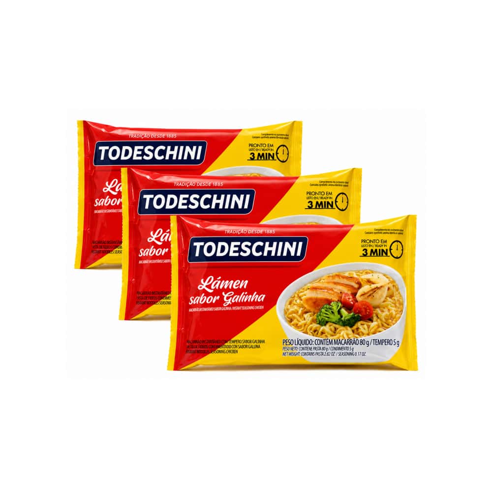 Fideos instantáneos sabor a pollo Todeschini (3 x 85 g / 2.99 oz) - Miniatura 1
