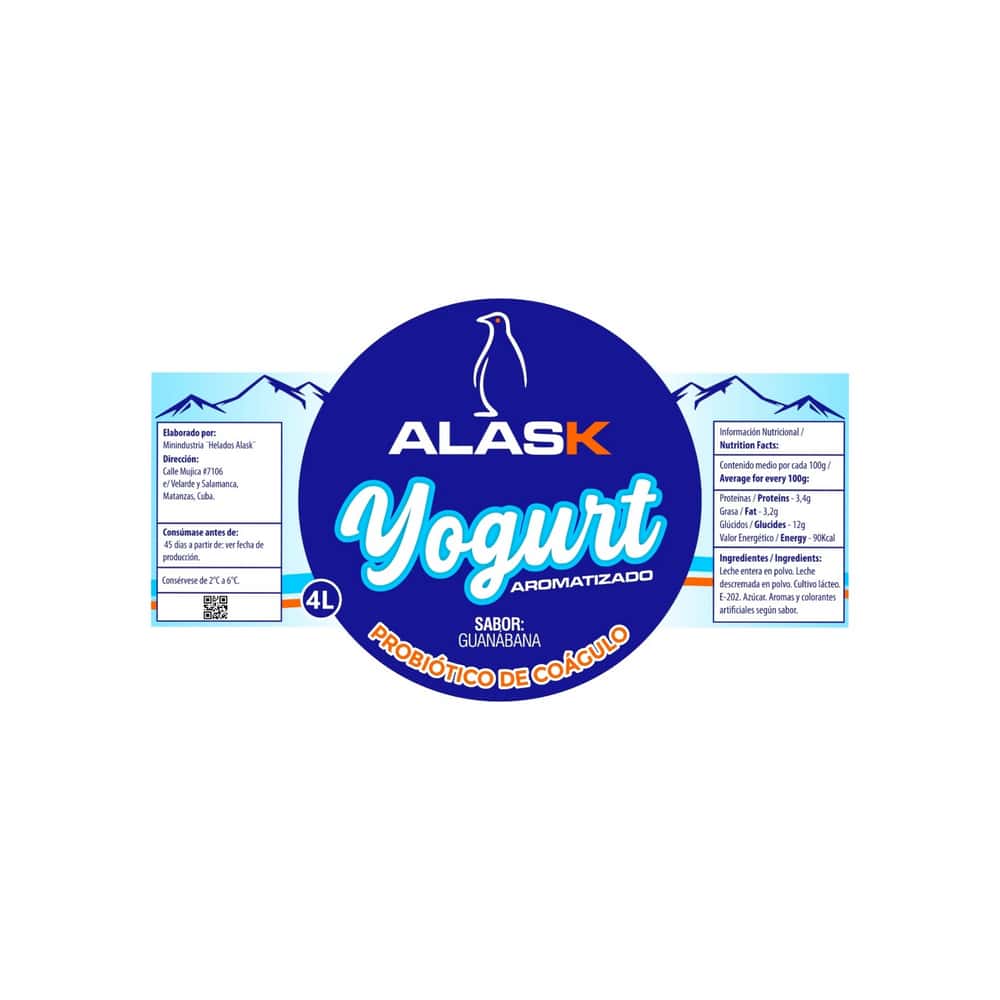 Yogurt probiótico de coágulo sabor guanábana Alask (4 L) - Miniatura 2