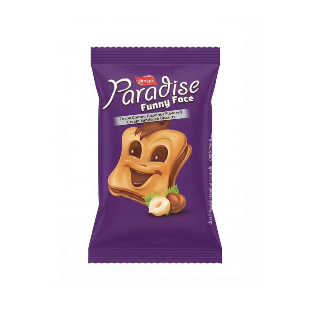 Galleta de vainilla rellena con crema de chocolate Paradise Funny Face Simsek (22 g) - Miniatura 1